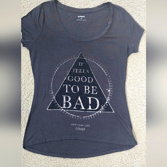 Express Gray Graphic Tee Siz Small - Picture 2 of 8